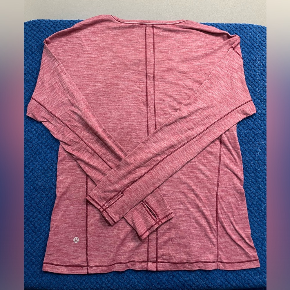 Lululemon Athletica Sweat Embrace Long Sleeve Heathered Merlot Size 10 - Picture 4 of 5